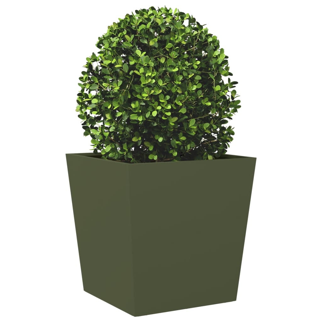 Jardineras 2 Uds Acero Verde Oliva 50x50x50 Cm_3