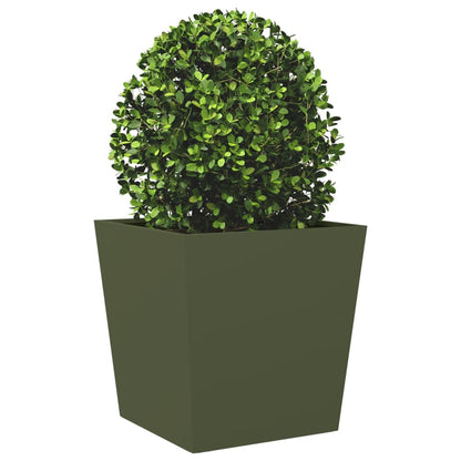 Jardineras 2 Uds Acero Verde Oliva 50x50x50 Cm_3