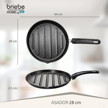 Briebe Grill Asador Sartén Inducción Acero Forjado 28cm Antiadherente Sin Pfoa, Fabricada En España, Mare, Azul_5