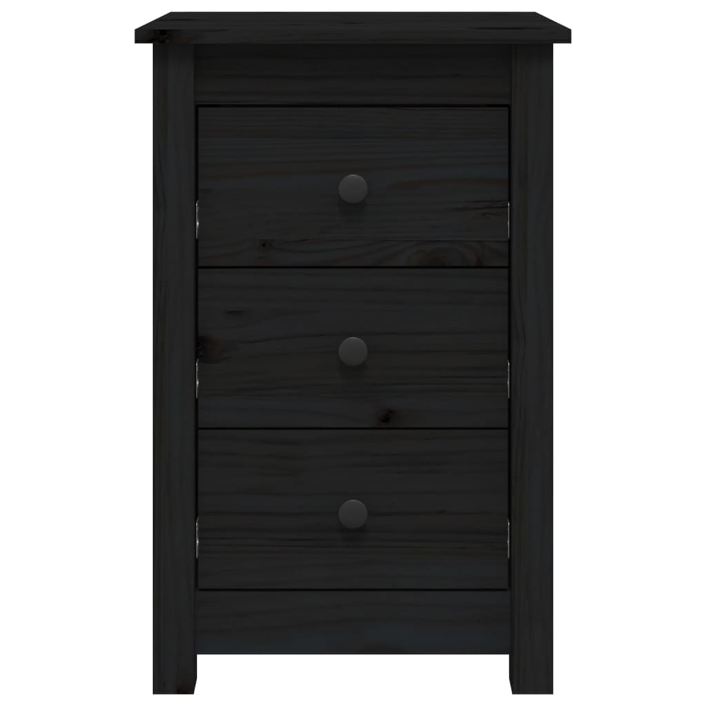 Mesitas De Noche 2 Uds Madera Maciza De Pino Negro 40x35x61,5cm_2