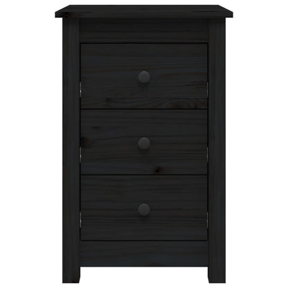 Mesitas De Noche 2 Uds Madera Maciza De Pino Negro 40x35x61,5cm_2