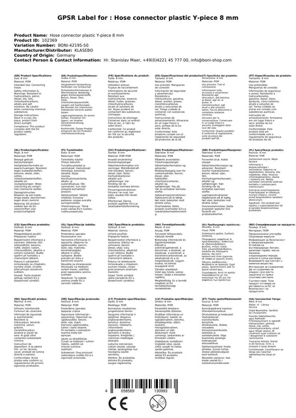 Conector Manguera Plástico Y 8 Mm