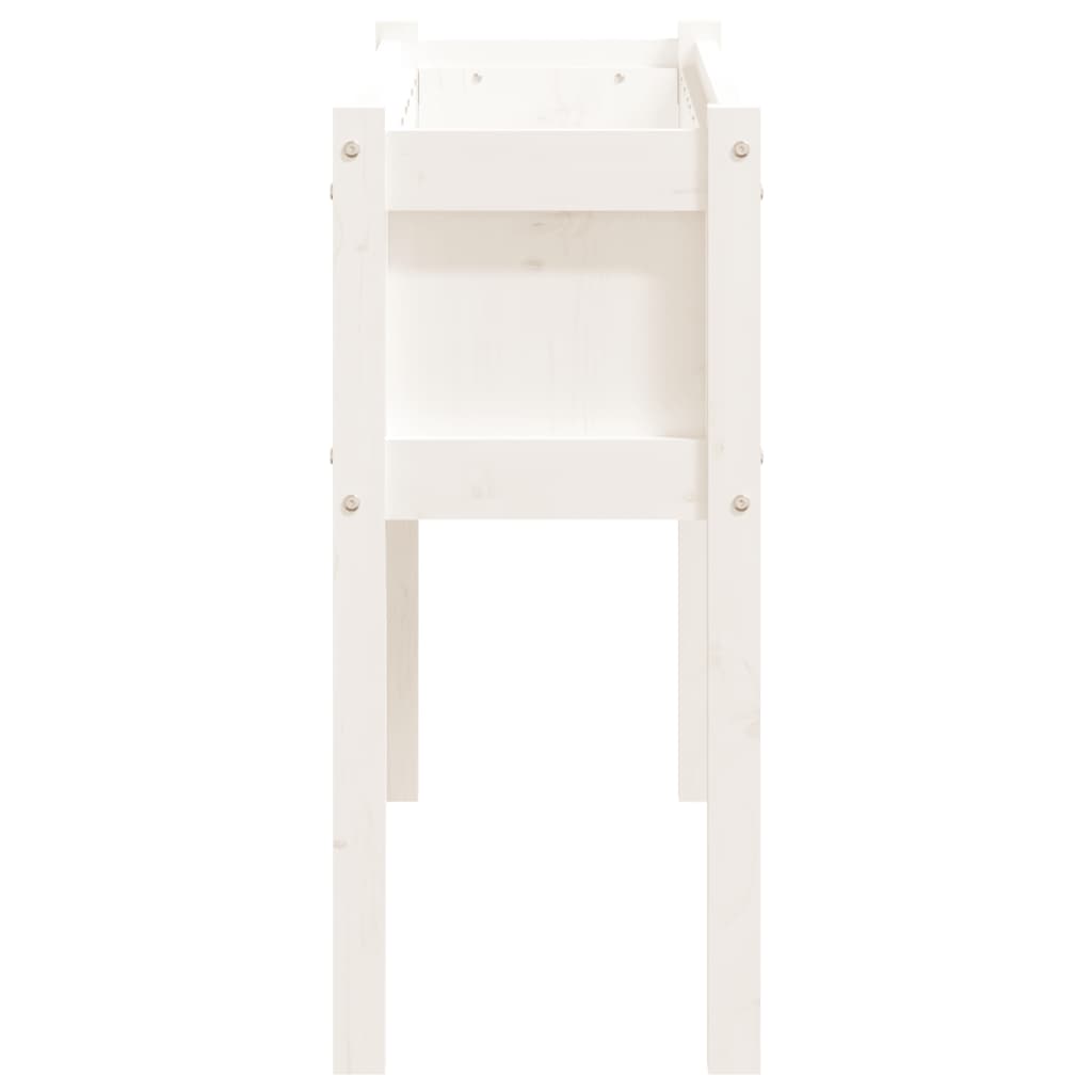 Jardinera Con Patas Madera Maciza De Pino Blanco 110x31x70 Cm_5