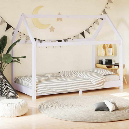 Vidaxl Estructura De Cama Infantil Madera Maciza Pino Blanco 70x140 Cm_1