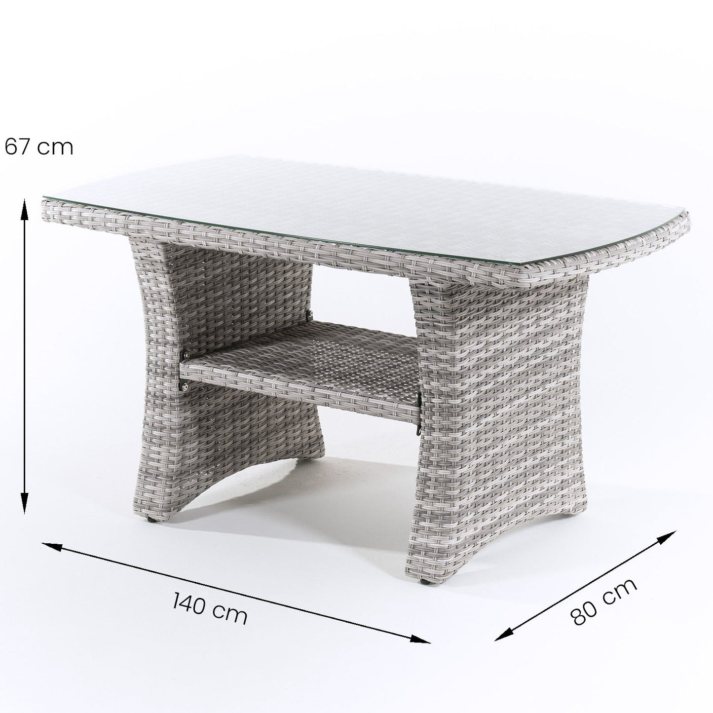 Conjunto De Sofás Sofa 3 Plazas, 2 Sofás Individuales, Aluminio Y Ratán Sintético Plano, Color Blanco Grisáceo, 80 X 140 X 67 Cm_4
