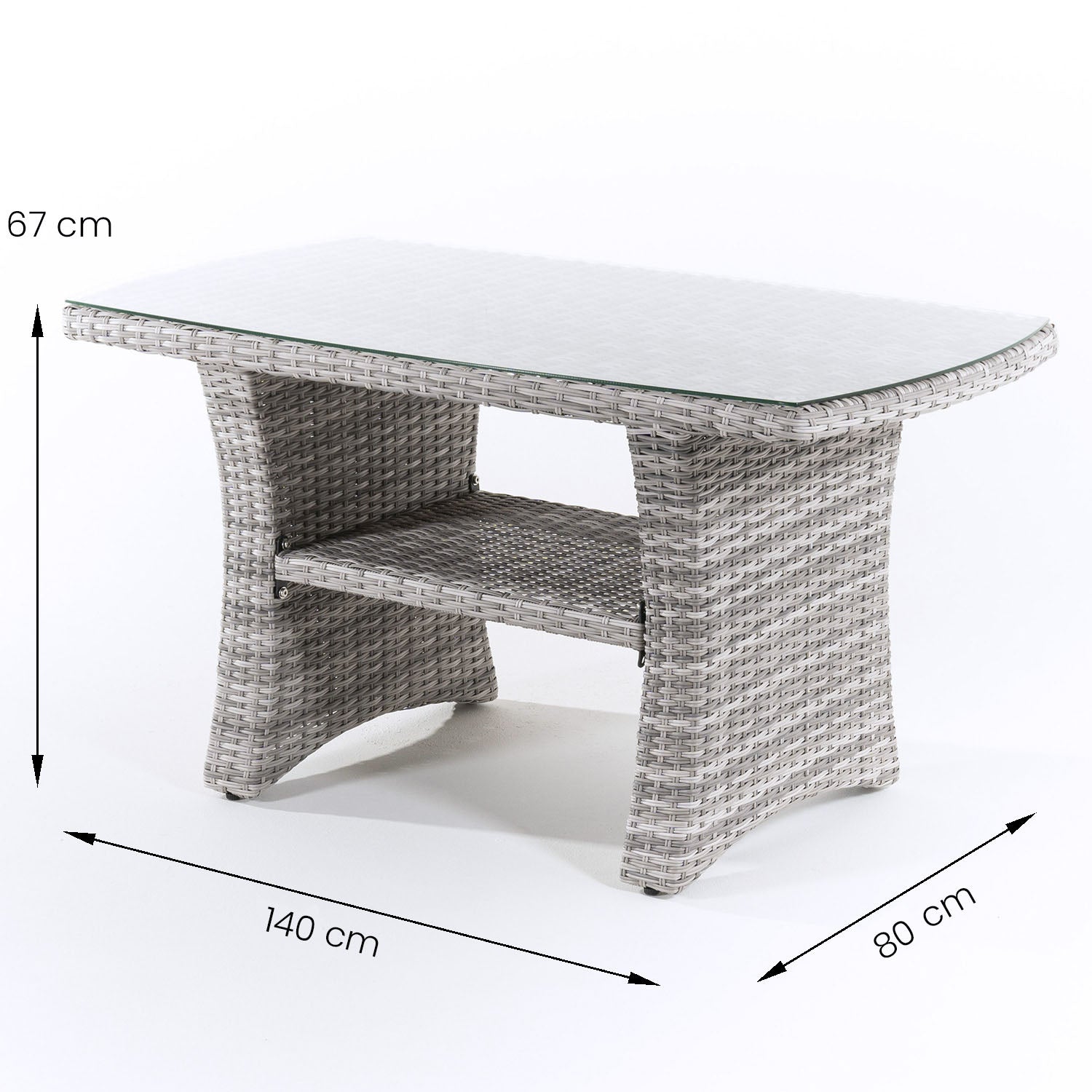 Conjunto De Sofás Sofa 3 Plazas, 2 Sofás Individuales, Aluminio Y Ratán Sintético Plano, Color Blanco Grisáceo, 80 X 140 X 67 Cm_4