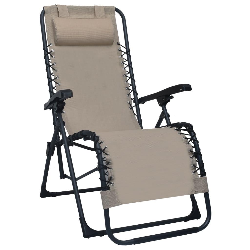 Tumbona Plegable De Textilene Gris Taupe_0