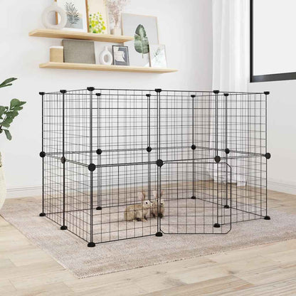Vidaxl Jaula Para Mascotas De 20 Paneles Puerta Acero Negro 35x35 Cm_1