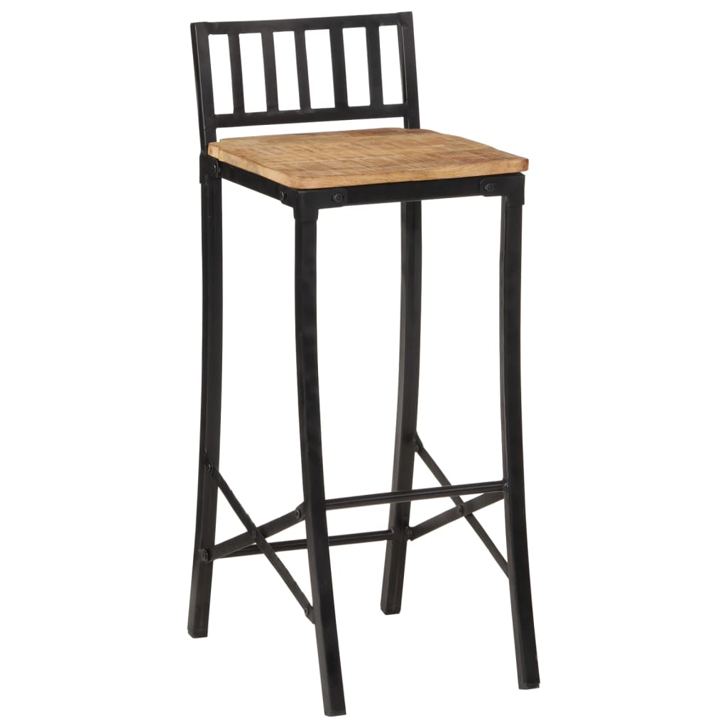 Taburetes Altos 4 Uds Madera Maciza De Mango Rugosa_1