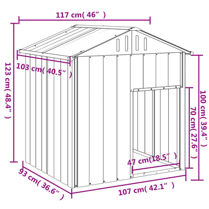 Caseta Perros Con Tejado Acero Galvanizado Gris 117x103x123cm_4