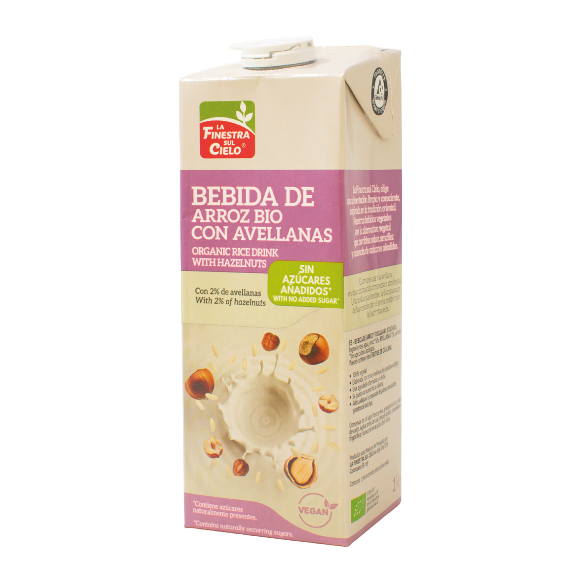 Bebida de Arroz con Avellanas Bio La Finestra Sul Cielo 1 L