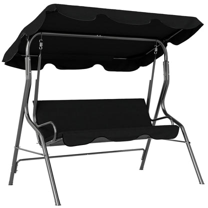 Outsunny Columpio De Jardín Con Toldo Ajustable En Ángulo 170x110x153 Cm Negro_0