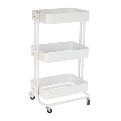 Well Home Carro De Cocina De Hierro En Blanco Con Ruedas Y 3 Cajones_0