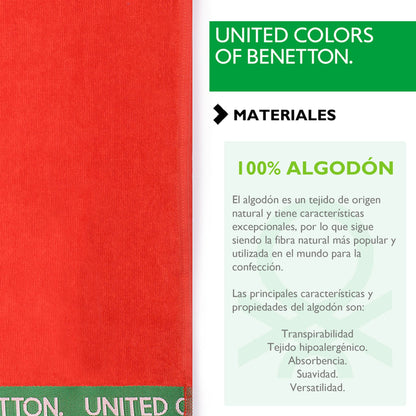Set 2 Toalla De Playa 90x160cm 380gsm Velour 100%algodon Rojo Casa Benetton_2