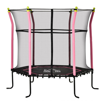 Homcom Trampolín Infantil Con Red De Seguridad Ø163,5x163,5 Cm Rosa_0