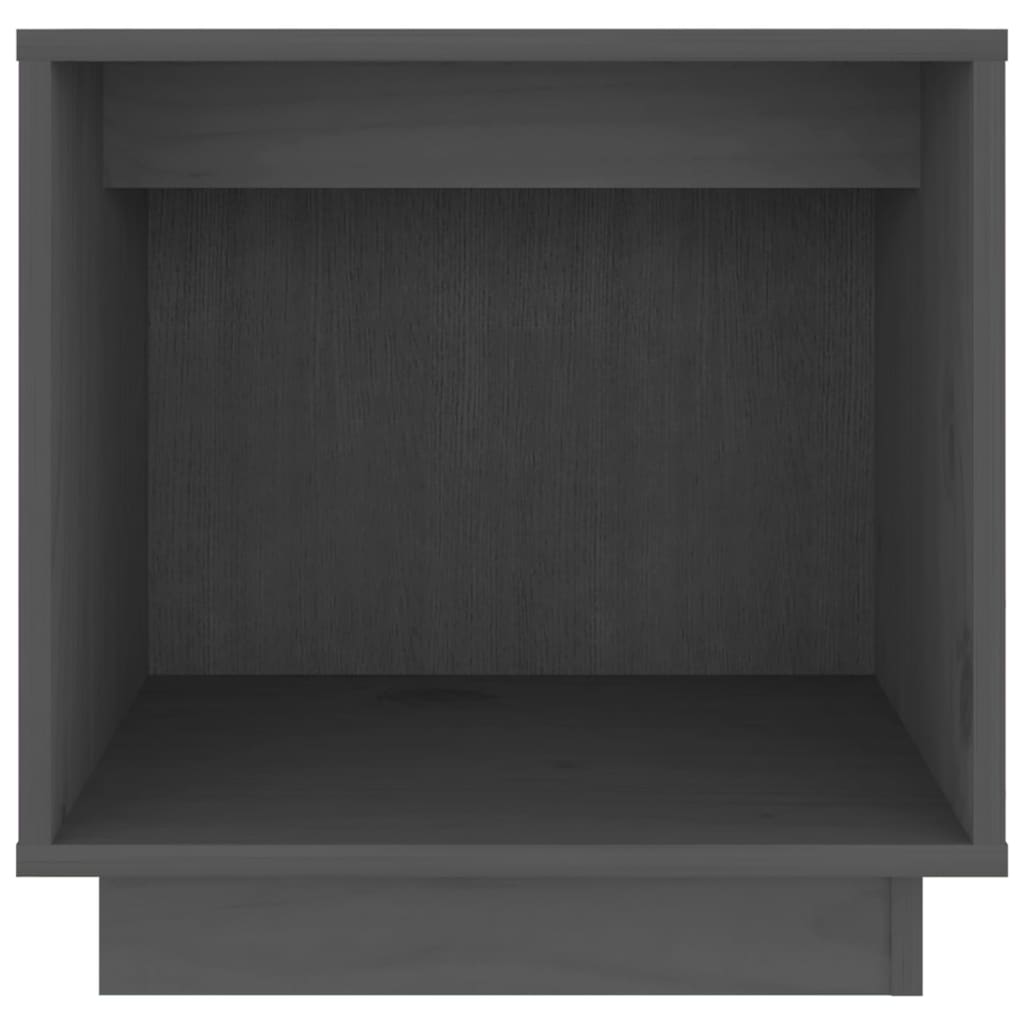 Mesita De Noche De Madera Maciza De Pino Gris 40x30x40 Cm_2