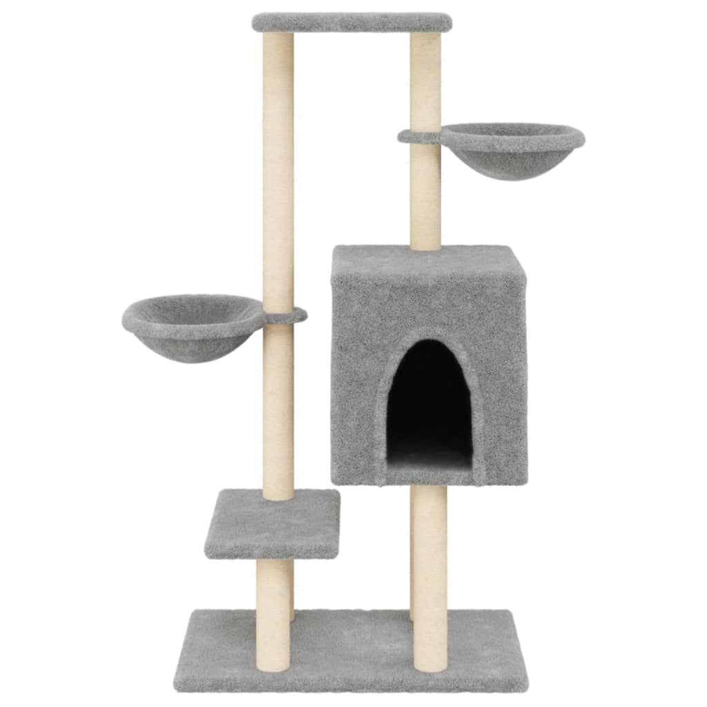Rascador Para Gatos Con Postes De Sisal Gris Claro 117 Cm_3