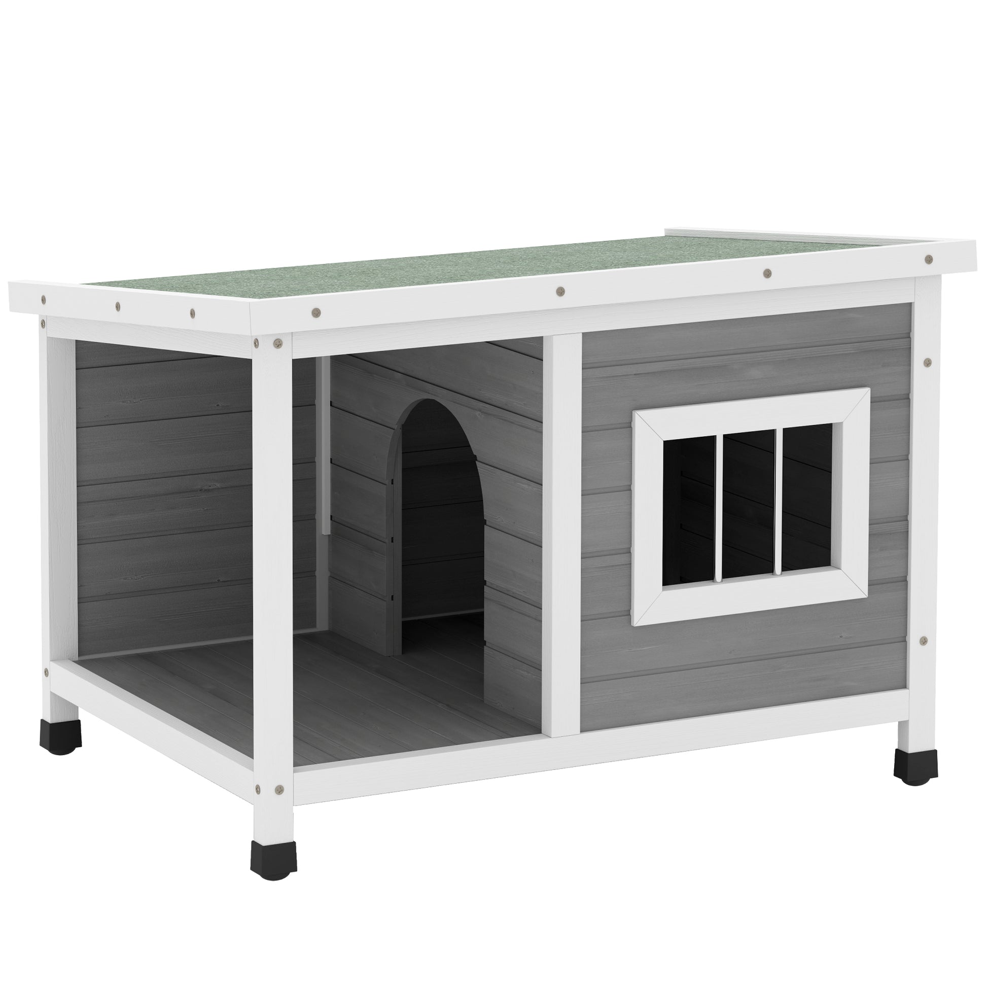 Pawhut Caseta Para Perros Exterior 85,5x62x60 Cm Con Techo Asfáltico Abatible_0