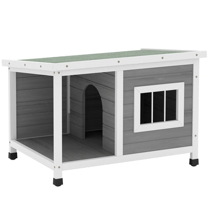 Pawhut Caseta Para Perros Exterior 85,5x62x60 Cm Con Techo Asfáltico Abatible_0