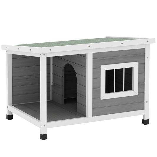 Pawhut Caseta Para Perros Exterior 85,5x62x60 Cm Con Techo Asfáltico Abatible_0