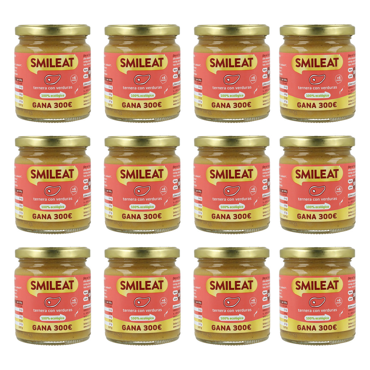 Pack 12x Tarrito BIO ternera y verduras +6 meses Smileat 230g