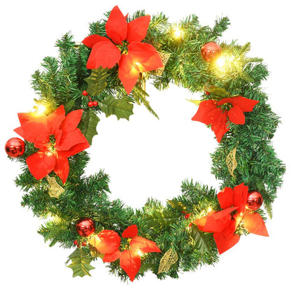 Vidaxl Corona De Navidad Con Luces Led Pvc Verde 60 Cm_0