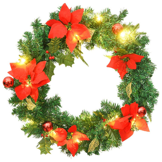 Vidaxl Corona De Navidad Con Luces Led Pvc Verde 60 Cm_0