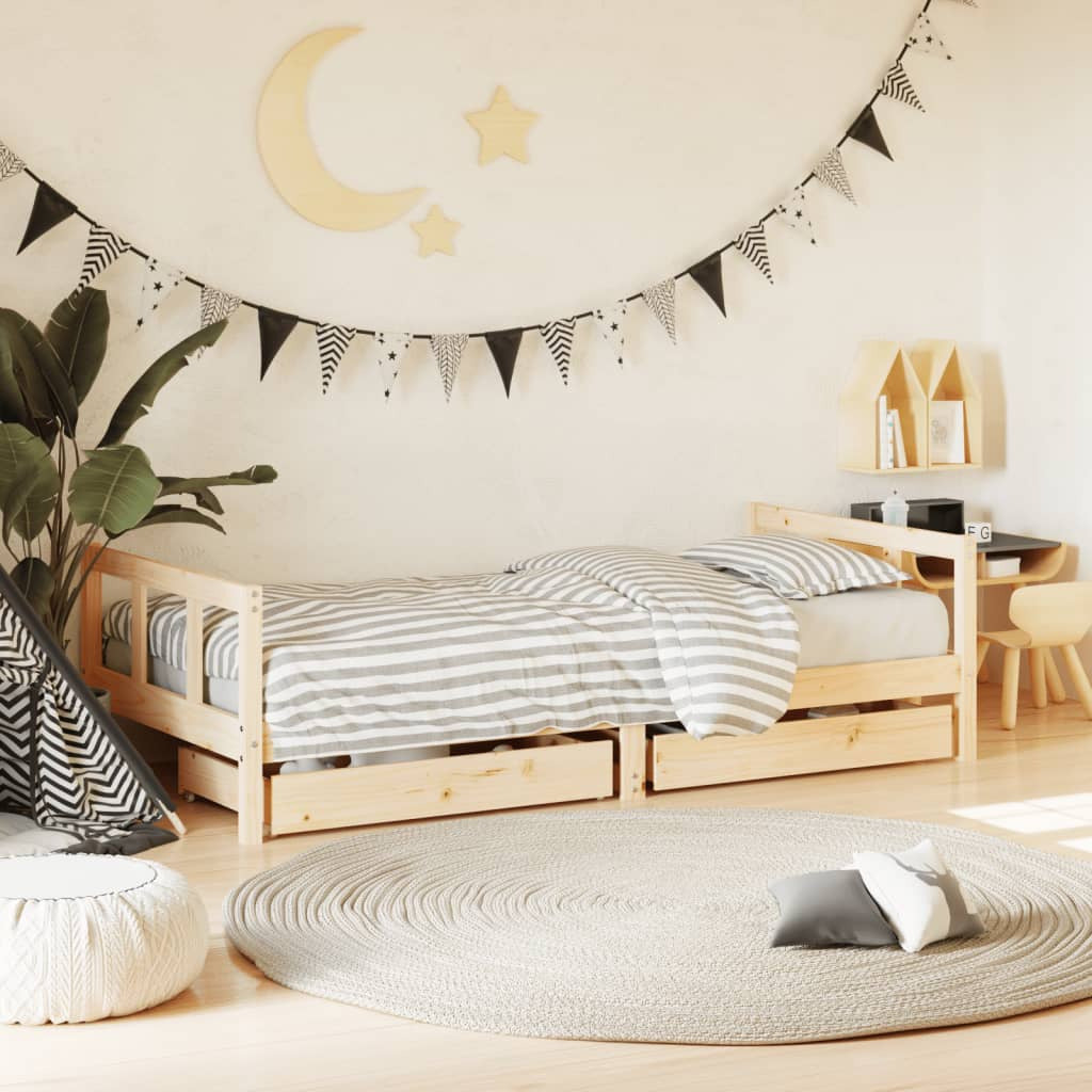 Vidaxl Estructura De Cama Infantil Con Cajones Madera Pino 90x190 Cm_1