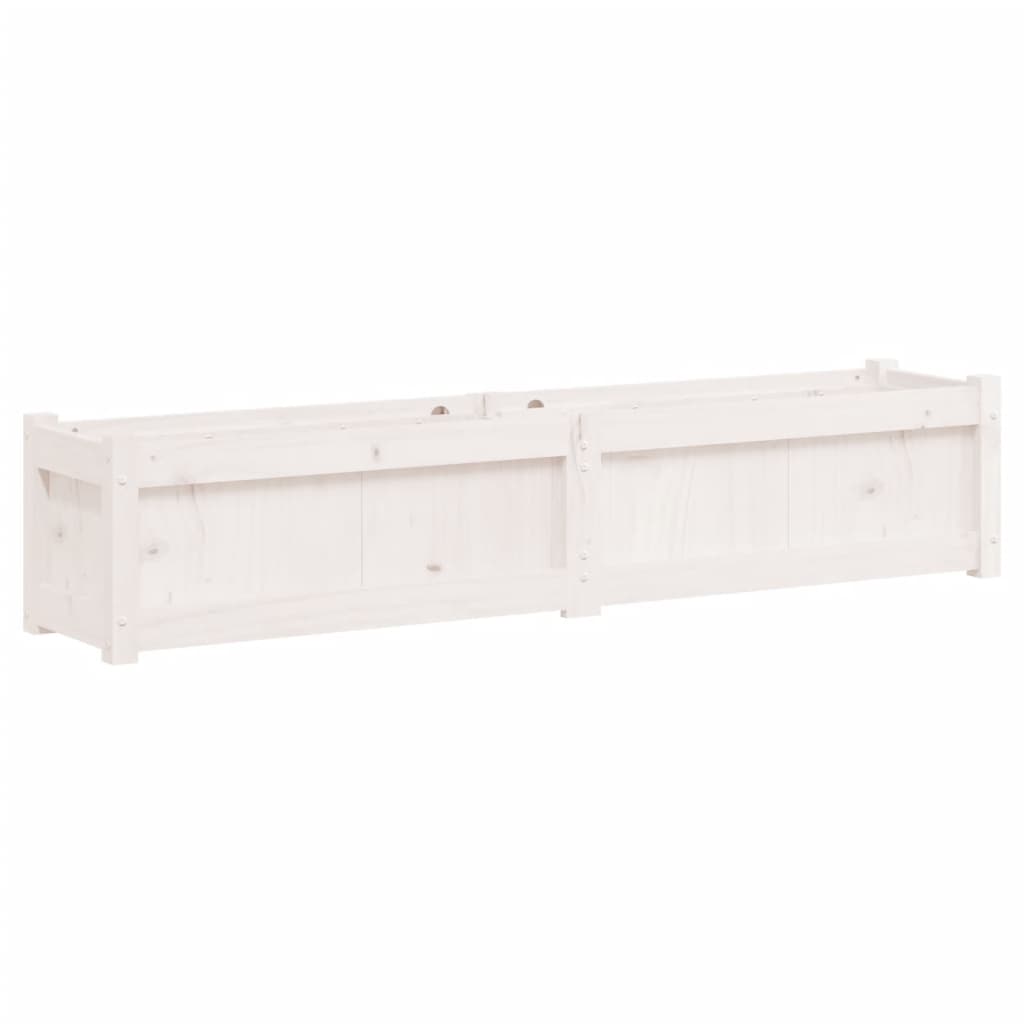 Jardinera De Madera Maciza De Pino Blanca 150x31x31 Cm_0