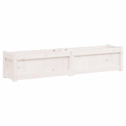 Jardinera De Madera Maciza De Pino Blanca 150x31x31 Cm_0