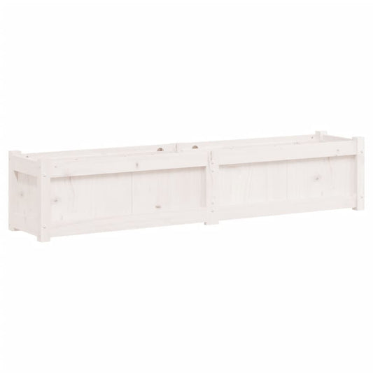Jardinera De Madera Maciza De Pino Blanca 150x31x31 Cm_0