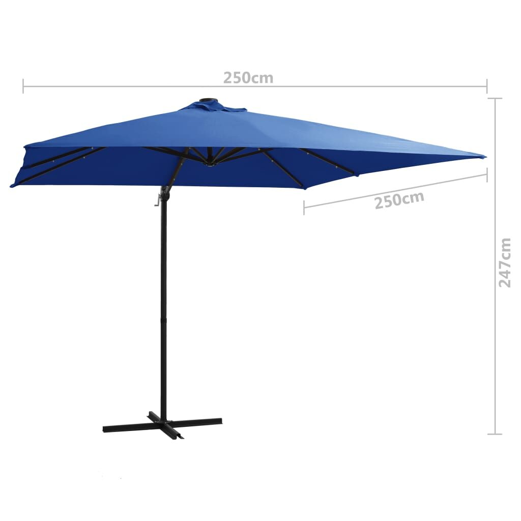 Vidaxl Sombrilla Voladiza Jardín Led Palo Acero Azul Azure 250x250 Cm_2