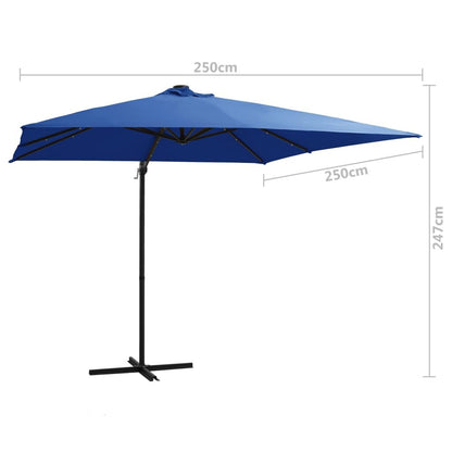Vidaxl Sombrilla Voladiza Jardín Led Palo Acero Azul Azure 250x250 Cm_2