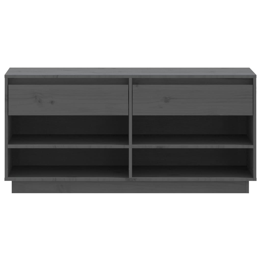 Mueble Zapatero De Madera Maciza De Pino Gris 110x34x52 Cm / Vetonek_2