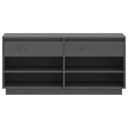 Mueble Zapatero De Madera Maciza De Pino Gris 110x34x52 Cm / Vetonek_2