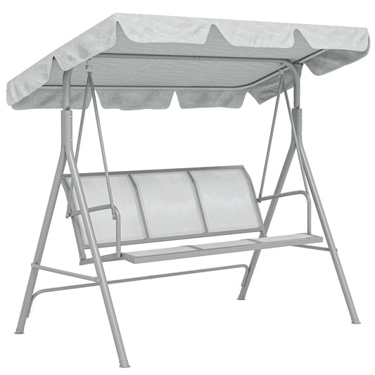 Outsunny Columpio Balancín Jardín De 3 Plazas Con Toldo Ajustable Terraza Gris_0