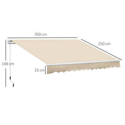 Outsunny Toldo Manual Retráctil 350x250 Cm Con Manivela De Metal Crema_2