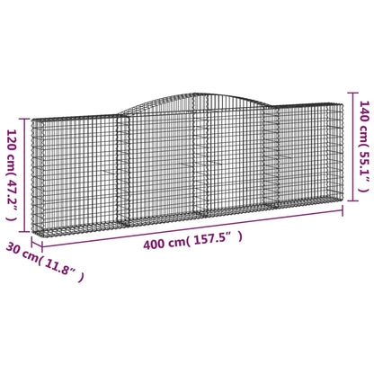 Cestas De Gaviones 3 Uds Forma De Arco Hierro 400x30x120/140 Cm_5
