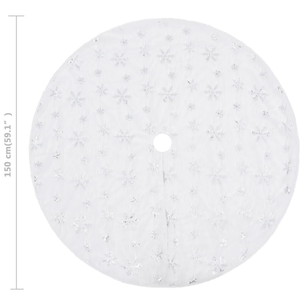Vidaxl Falda De Árbol De Navidad De Lujo Blanca De 150 Cm De Piel Sintética_2