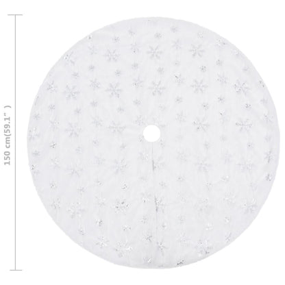Vidaxl Falda De Árbol De Navidad De Lujo Blanca De 150 Cm De Piel Sintética_2