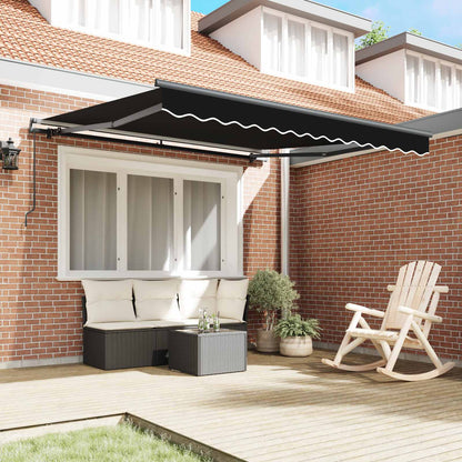 Toldo Retráctil Negro 350 X 250 Cm Poliéster Y Aluminio_2