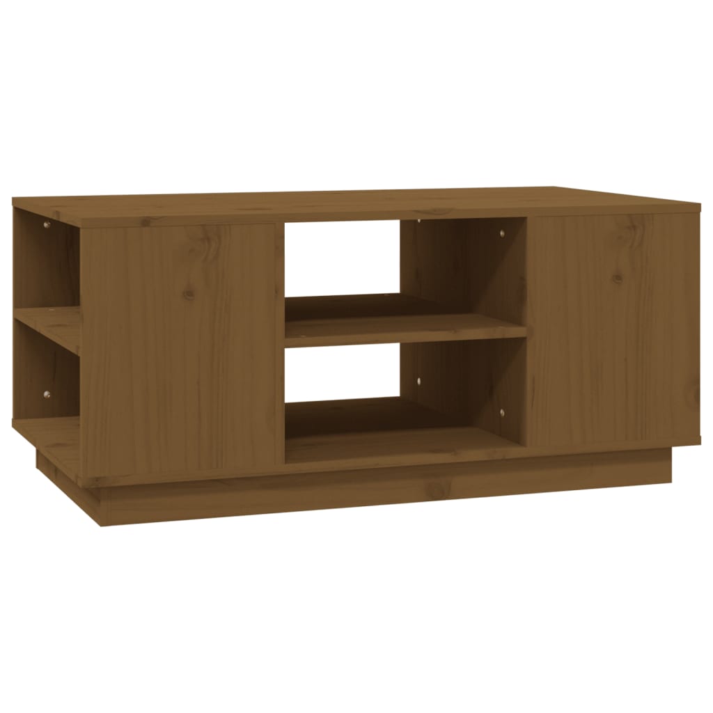 Mesa De Centro Madera Maciza De Pino Marrón Miel 90x49x40,5 Cm_0