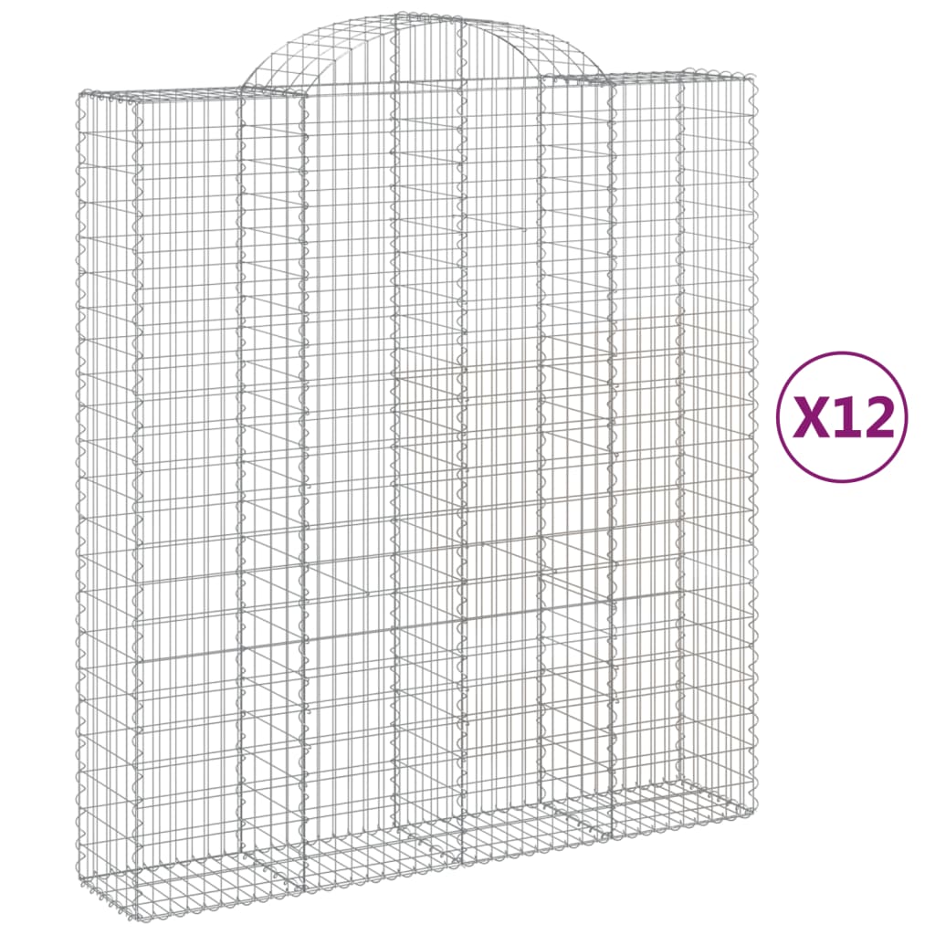 Cestas De Gaviones 12 Uds Forma De Arco Hierro 200x50x220/240cm_0