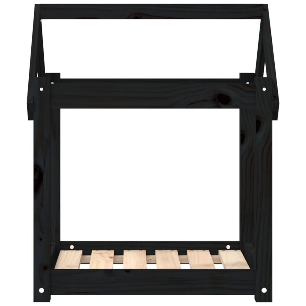 Vidaxl Cama Para Perros Madera Maciza De Pino Negro 61x50x70 Cm_4