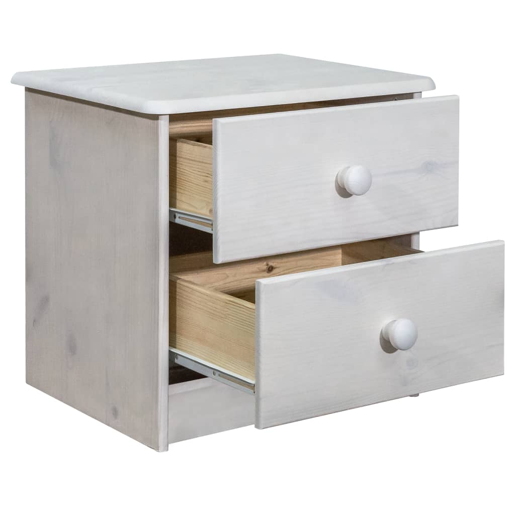 Mesita De Noche De Madera Maciza De Pino 43x34x40 Cm_1