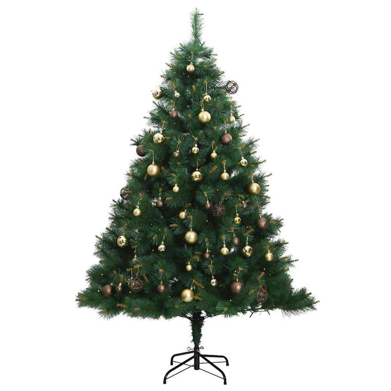 Vidaxl Árbol Navidad Artificial Con Bisagras 150 Led Y Bolas 120 Cm_3