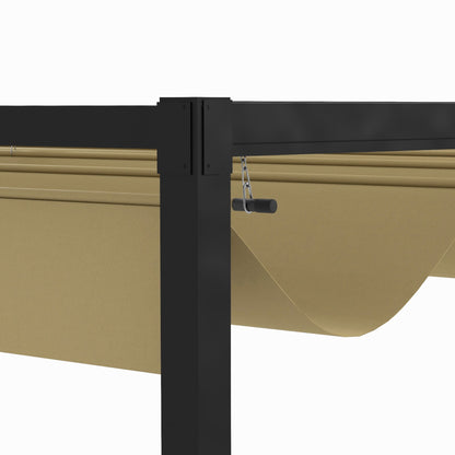 Outsunny Pérgola 3x2 M Cenador Jardín Con Techo Retráctil Poliéster Para Fiestas_4