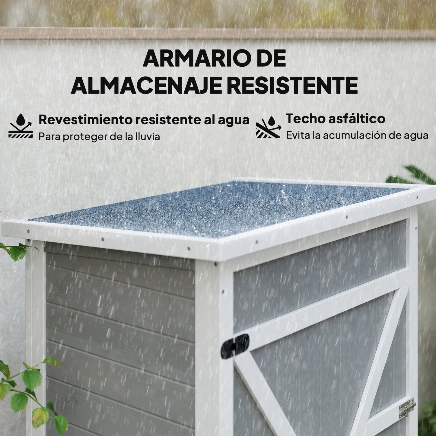 Outsunny Caseta De Jardín De Madera 75x56x115 Cm Con 3 Estantes Puerta Pestillo_4