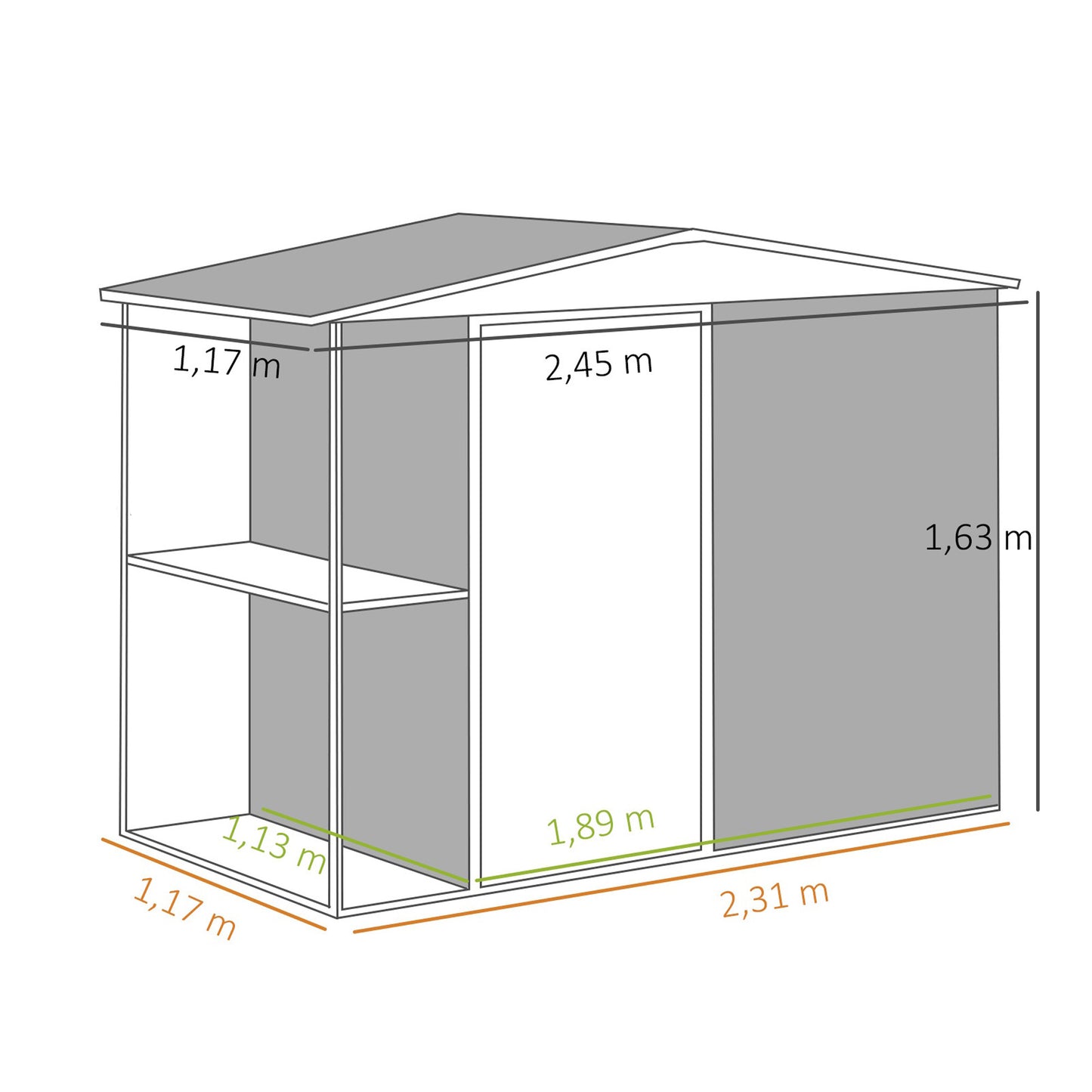 Outsunny Caseta De Jardín Exterior 2,7m² 245x117x180 Cm Con Estante De 2 Niveles_2