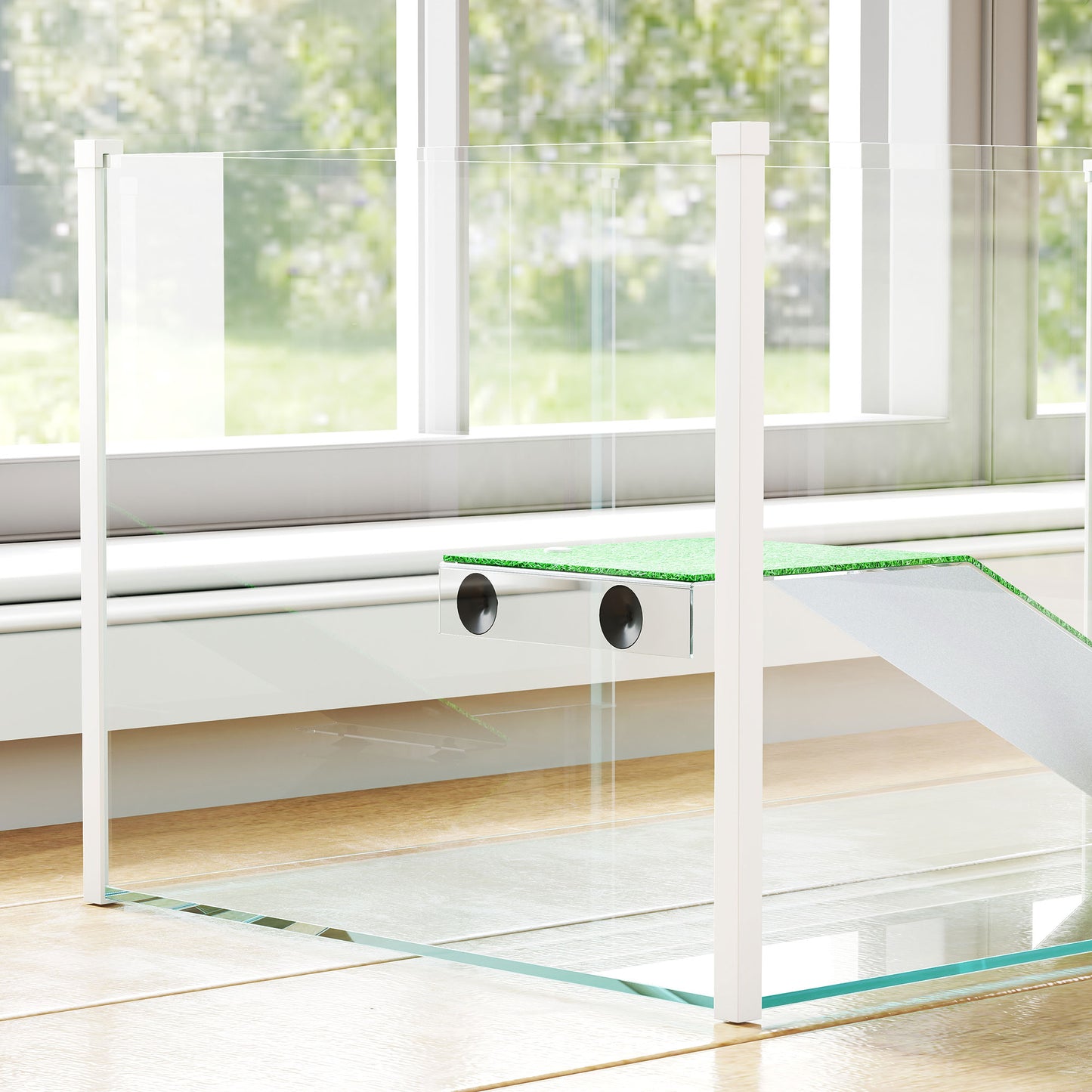 Pawhut Acuario Para Tortugas Con Plataforma Y Rampa 60x35x28 Cm Blanco_4